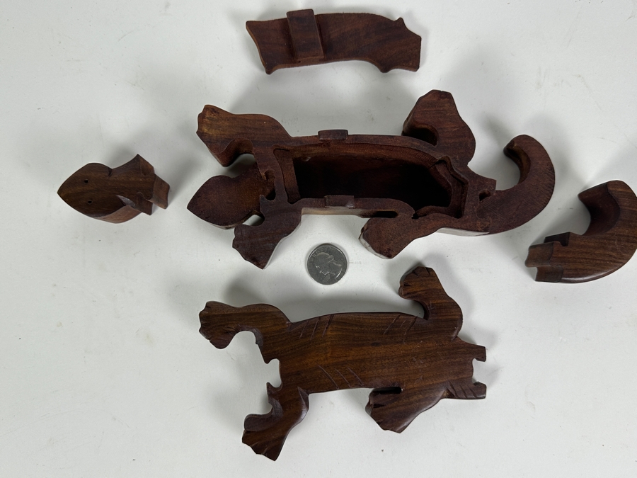 Wooden Lizard Puzzle Box 8.5L [Photo 2]