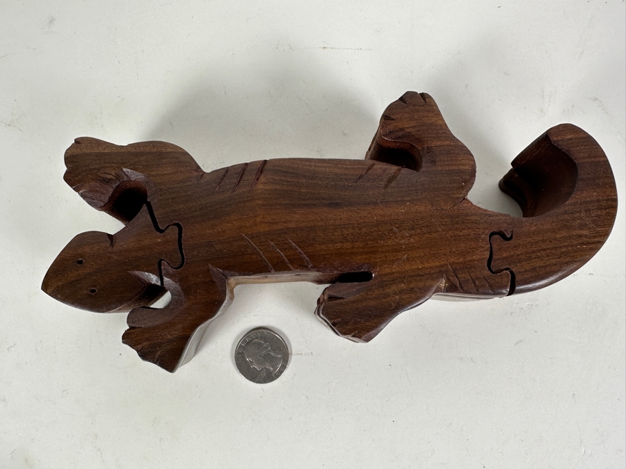 Wooden Lizard Puzzle Box 8.5L [Photo 3]