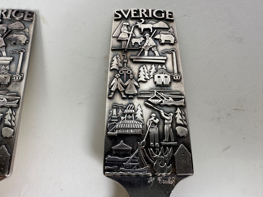Pair Of Swerige Sweden Silverplate Spoons [Photo 2]