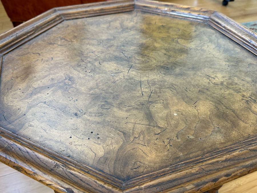 Vintage Baker Furniture Burled Walnet Barley Twist Legs Side Table 21.5W X 18H [Photo 4]