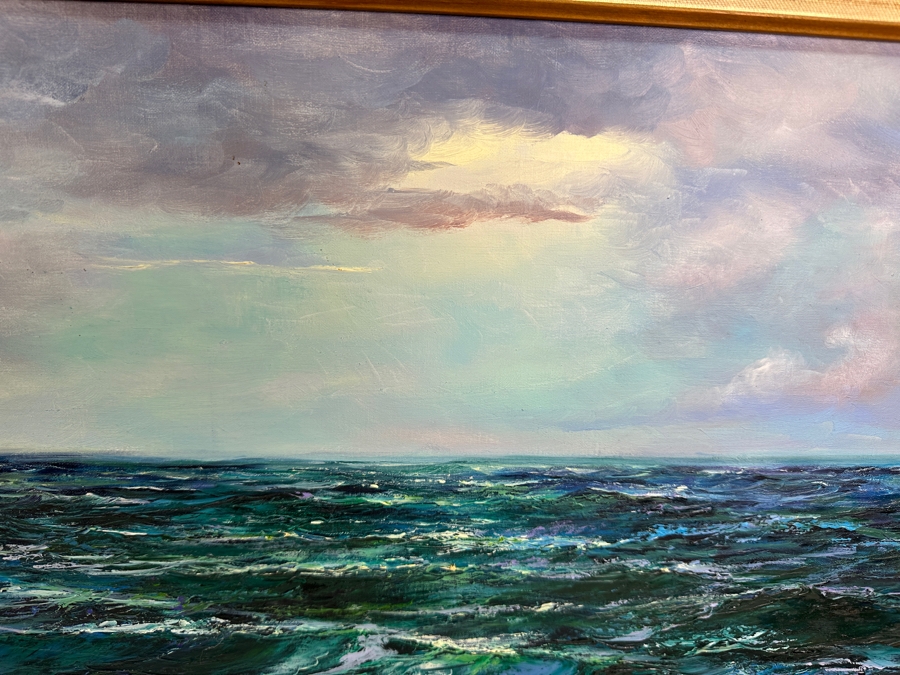 Roberta Kowasch Original Seascape Ocean Oil Painting On Canvas Titled 'Last Light' 30 X 20 Framed [Photo 5]