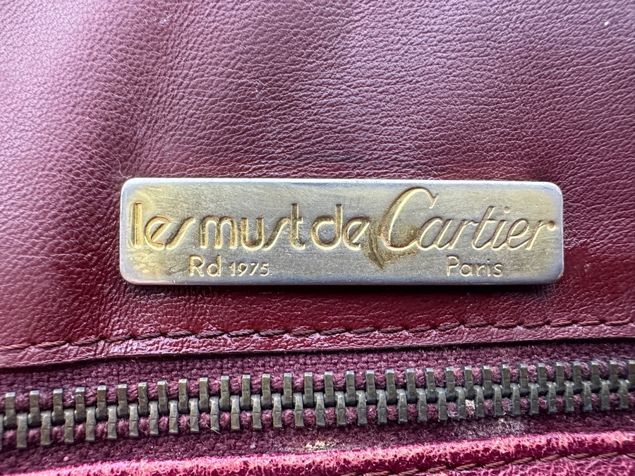 Vintage 1975 Les Must De Cartier Paris Leather Handbag 15.5W X 12H [Photo 5]