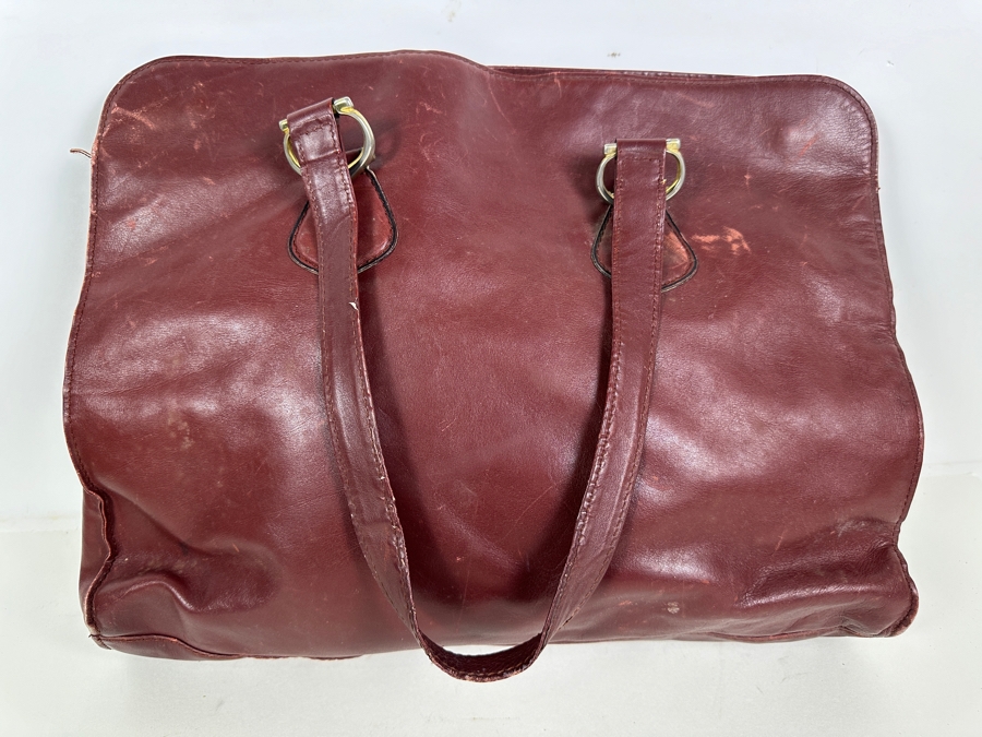 Vintage 1975 Les Must De Cartier Paris Leather Handbag 15.5W X 12H [Photo 2]