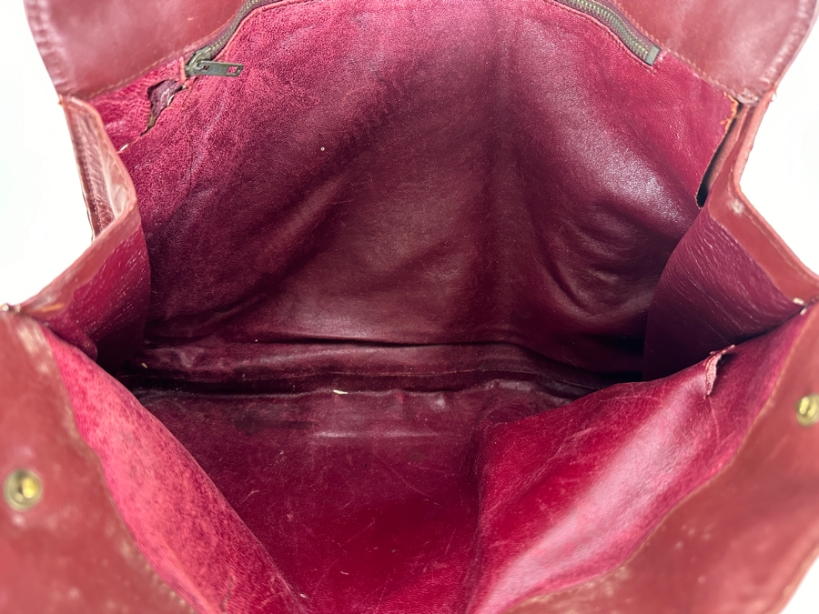 Vintage 1975 Les Must De Cartier Paris Leather Handbag 15.5W X 12H [Photo 6]