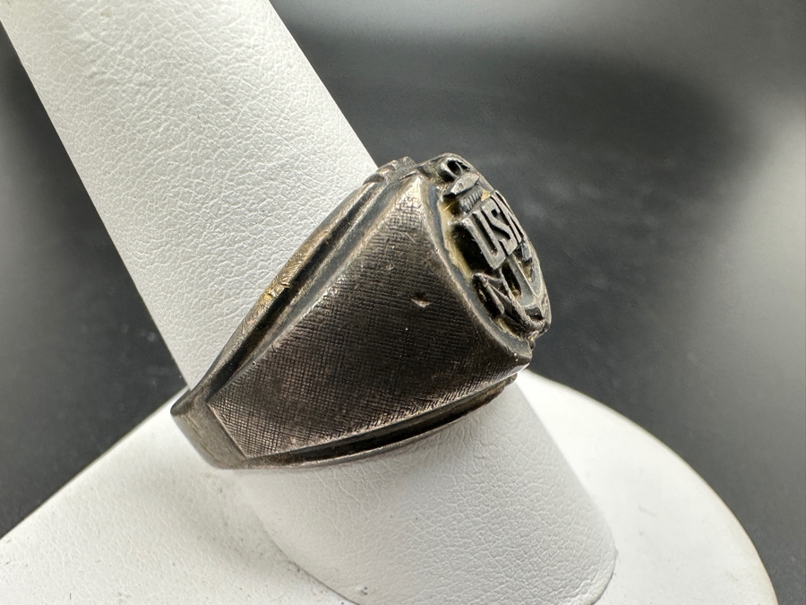Vintage Sterling Silver USN United States Navy WWII 'Dee Bee' Ring Size 10.5 12.7g [Photo 2]