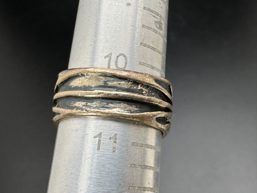 Vintage MCM Gusterman Sterling Silver Modernist Ring Size 10.5 8.8g [Photo 4]