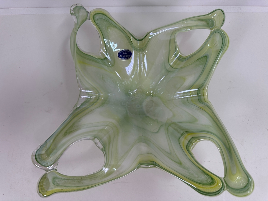 Vintage MCM Italian Lavorazione Murano Art Glass Bowl With Original Tag 13W X 3H [Photo 3]