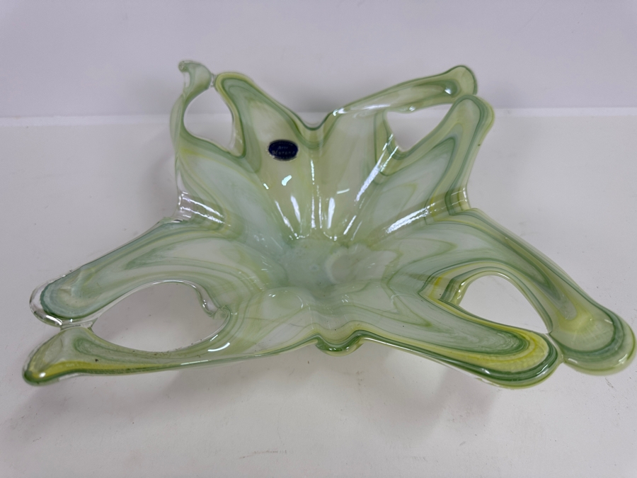 Vintage MCM Italian Lavorazione Murano Art Glass Bowl With Original Tag 13W X 3H [Photo 4]