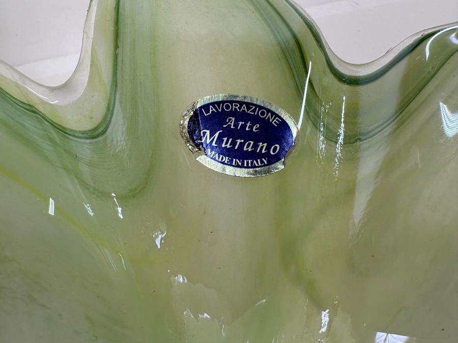 Vintage MCM Italian Lavorazione Murano Art Glass Bowl With Original Tag 13W X 3H [Photo 7]
