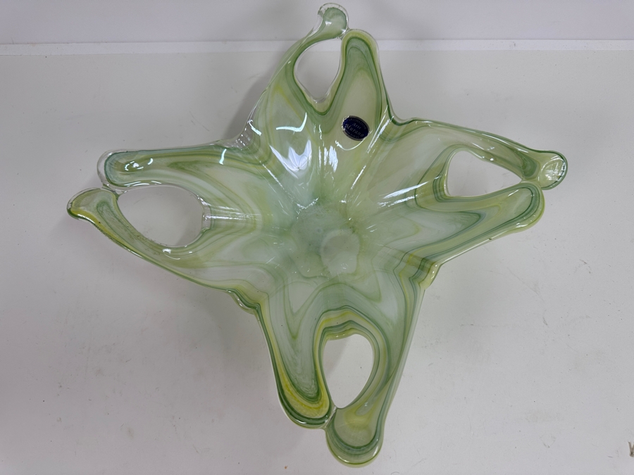 Vintage MCM Italian Lavorazione Murano Art Glass Bowl With Original Tag 13W X 3H [Photo 6]