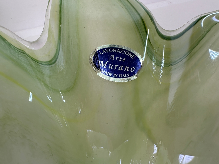 Vintage MCM Italian Lavorazione Murano Art Glass Bowl With Original Tag 13W X 3H [Photo 8]