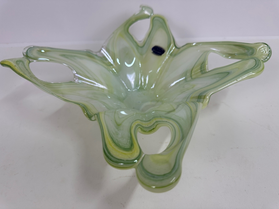 Vintage MCM Italian Lavorazione Murano Art Glass Bowl With Original Tag 13W X 3H [Photo 5]