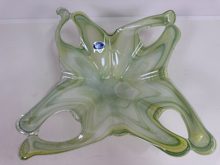 Vintage MCM Italian Lavorazione Murano Art Glass Bowl With Original Tag 13W X 3H [Photo 2]