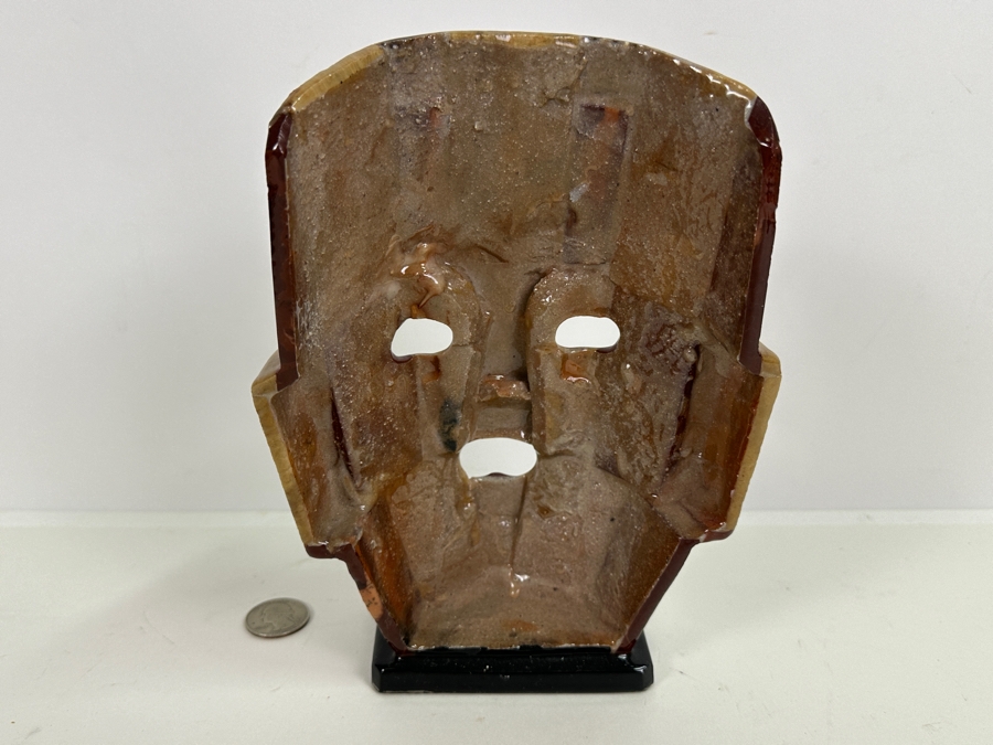 Aztec Mosaic Stone Burial Death Mask With Semi Precious Stones 8.5H [Photo 4]