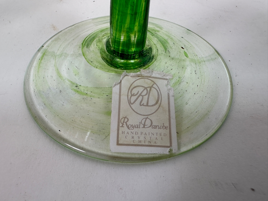 (8) Royal Danube Hand Painted Crystal Stemware Glasses RDZ5 Champagne Flutes 10.5H [Photo 4]