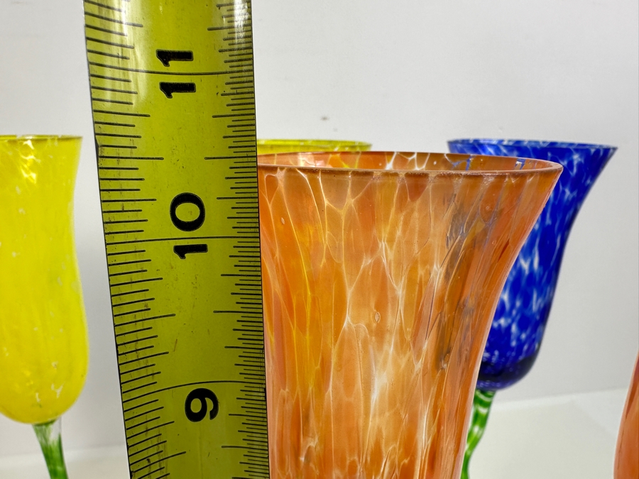 (8) Royal Danube Hand Painted Crystal Stemware Glasses RDZ5 Champagne Flutes 10.5H [Photo 5]