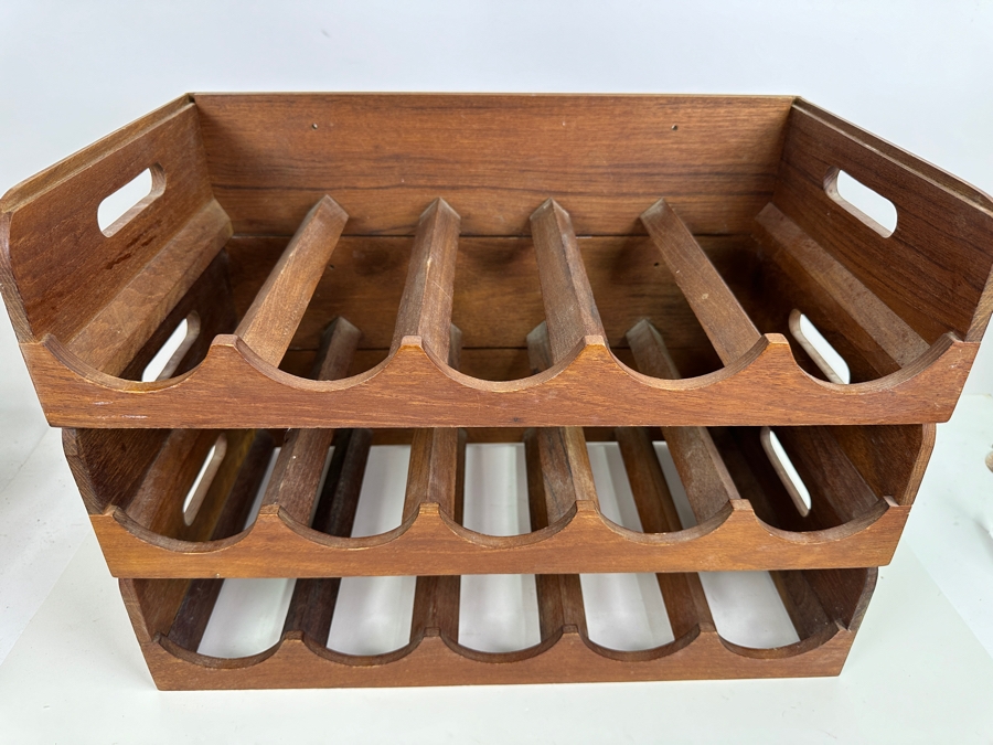 Vintage Kalmar Teak Stacking 3-Level Wine Rack Thailand 19W X 11D X 13.5H [Photo 2]