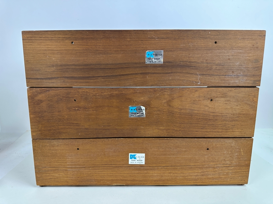 Vintage Kalmar Teak Stacking 3-Level Wine Rack Thailand 19W X 11D X 13.5H [Photo 4]