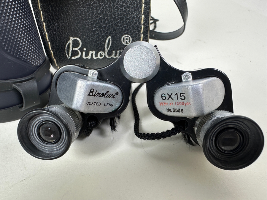Vintage Metal Binolux 6 X 15 Miniature Binoculars & Bushnell 10 X 42 Xtera Waterproof Binoculars [Photo 4]