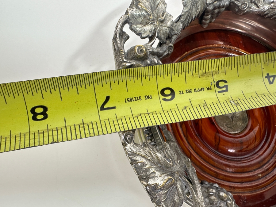 Vintage Silverplate And Wooden Wine Coaster 6.75W [Photo 4]