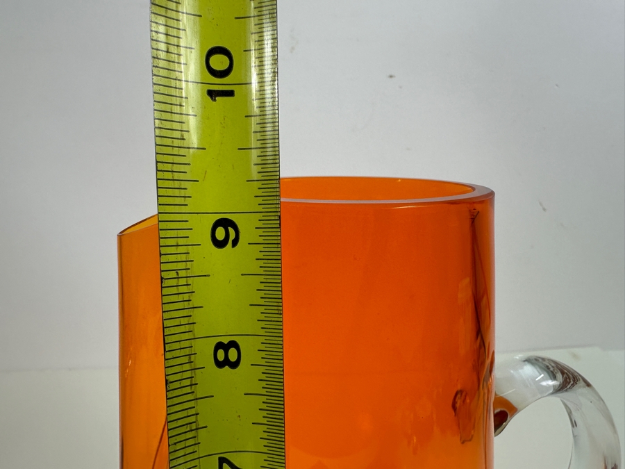 Orange Art Glass Pitcher 9H [Photo 6]