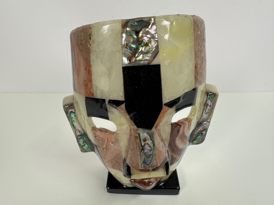 Aztec Mosaic Stone Burial Death Mask With Semi Precious Stones 6W X 8H Retails $520 [Photo 4]