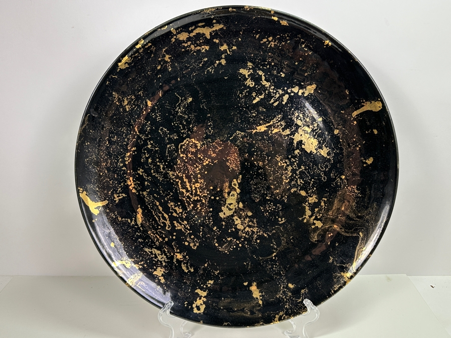 Sascha Brastoff Surf Ballet In Black / Gold Large Serving Plate 17.25W [Photo 2]