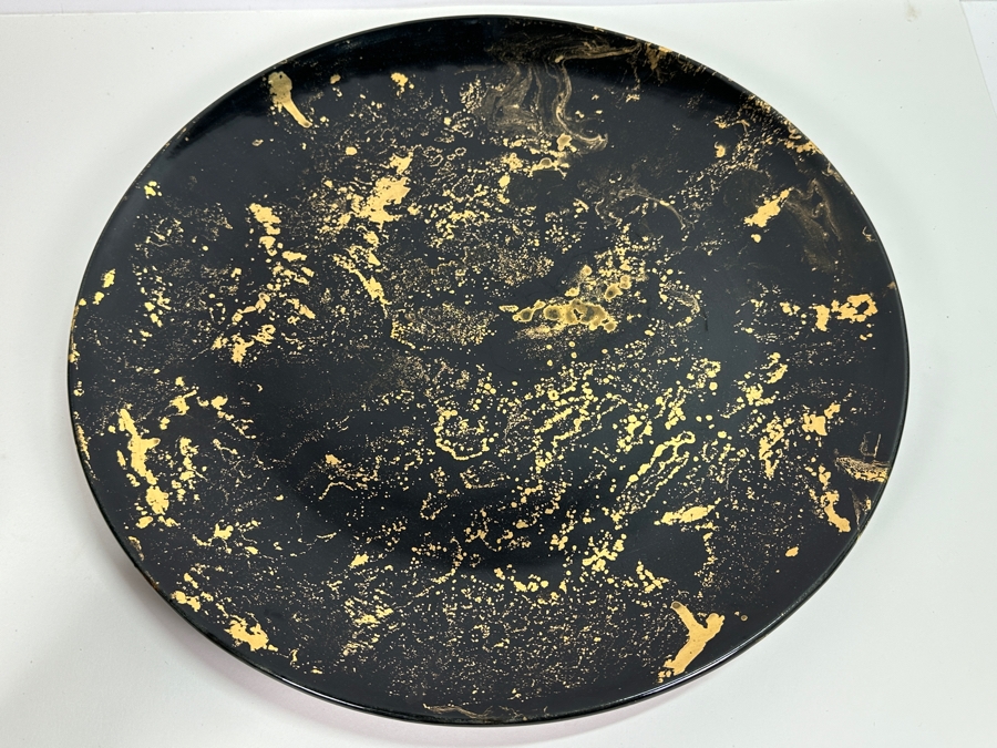 Sascha Brastoff Surf Ballet In Black / Gold Large Serving Plate 17.25W [Photo 6]