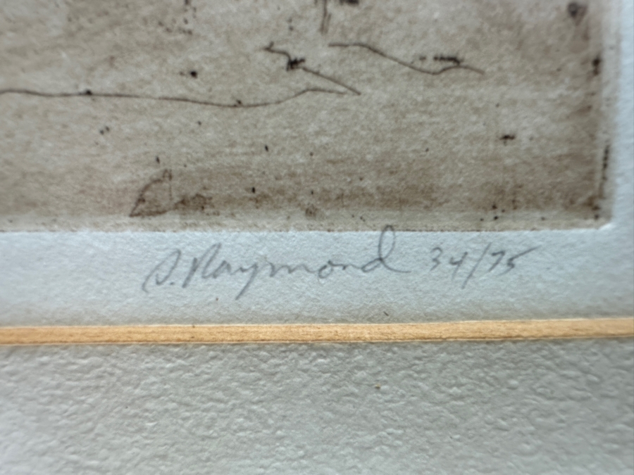 S. Raymond Etching Titled 'Jackson Square' Pencil Signed And Numbered 34 Of 75 7 X 9 Framed 14.5 X 18.5 [Photo 6]