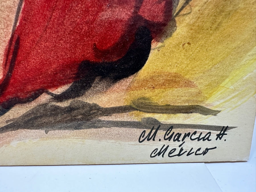 (3) Original M. Garcia H. Mexico Matador Bull Fighter Watercolor Paintings On Board 14 X 11 [Photo 5]