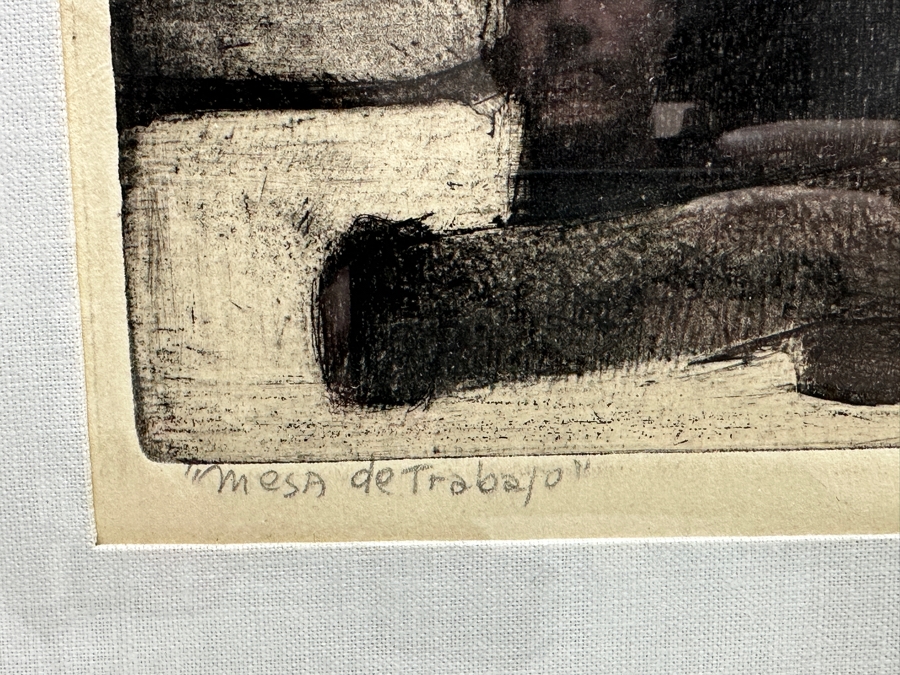 Juan Manuel Gomez-Quiroz Etching Titled 'Mesa De Trabajo' Numbered 4 Of 20 Signed Lower Right 18 X 12 Framed 27 X 21.5 [Photo 4]