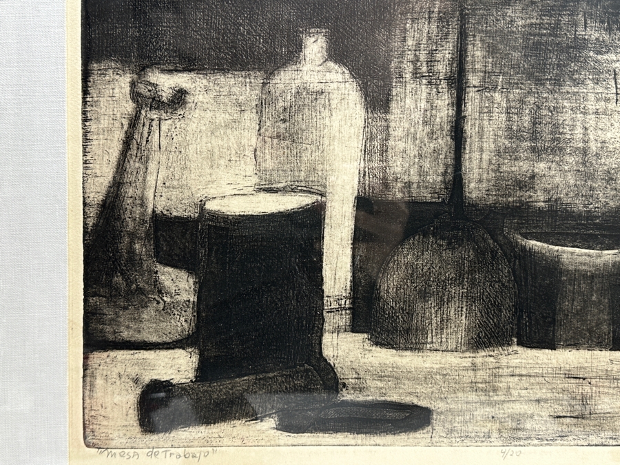 Juan Manuel Gomez-Quiroz Etching Titled 'Mesa De Trabajo' Numbered 4 Of 20 Signed Lower Right 18 X 12 Framed 27 X 21.5 [Photo 7]