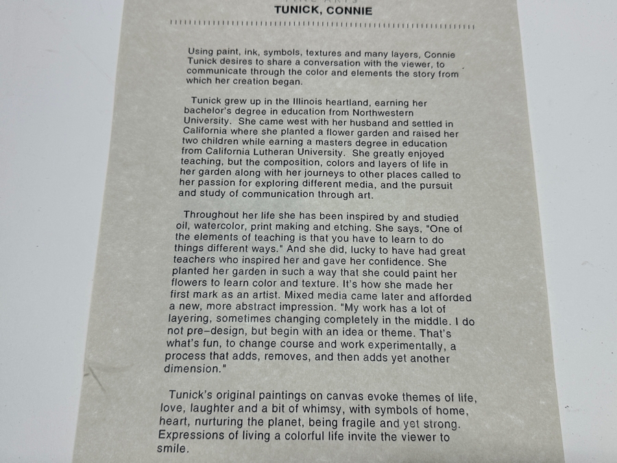 Connie Tunick Limited Edition Print Titled 'You Are Here' Numbered 81/400 Signed Lower Right 20 X 20 Framed [Photo 6]