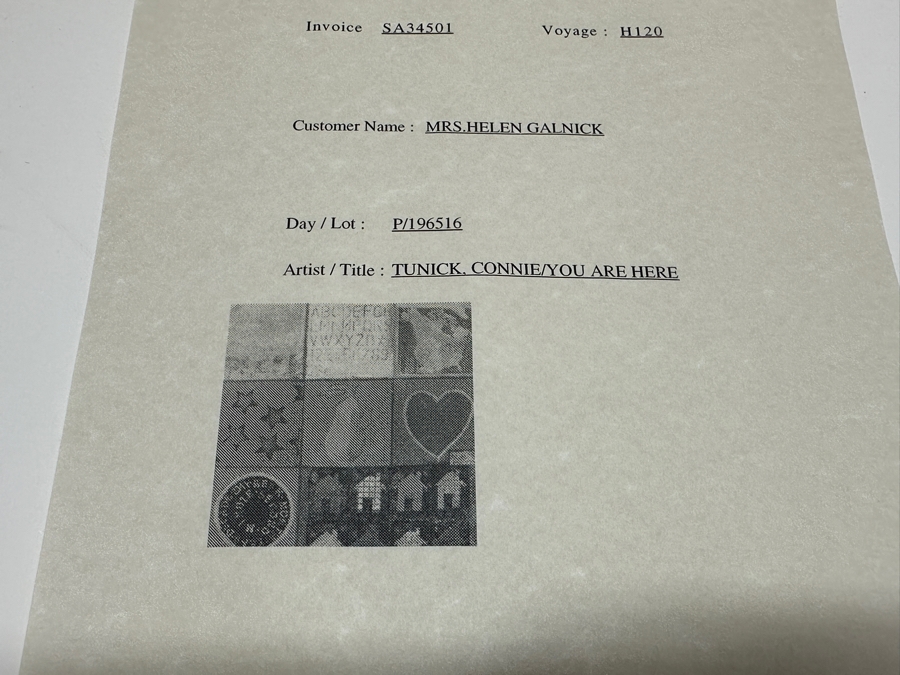 Connie Tunick Limited Edition Print Titled 'You Are Here' Numbered 81/400 Signed Lower Right 20 X 20 Framed [Photo 7]