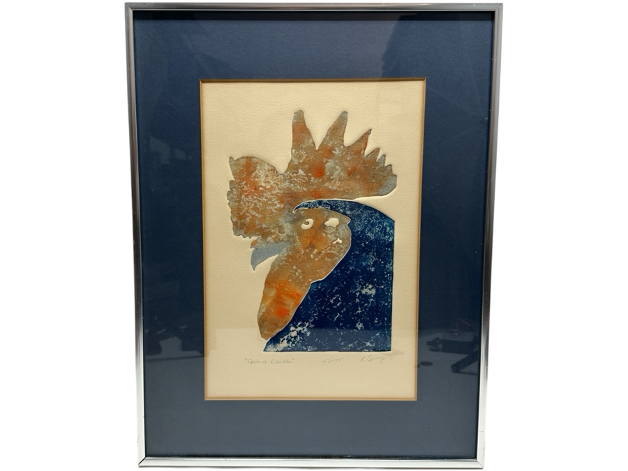 R. Spring Etching Titled Cock-a-Doodle Hand Signed Lower Right And Numbered 27 Of 175 9.5 X 14 Framed 15.5 X 20 [Photo 2]