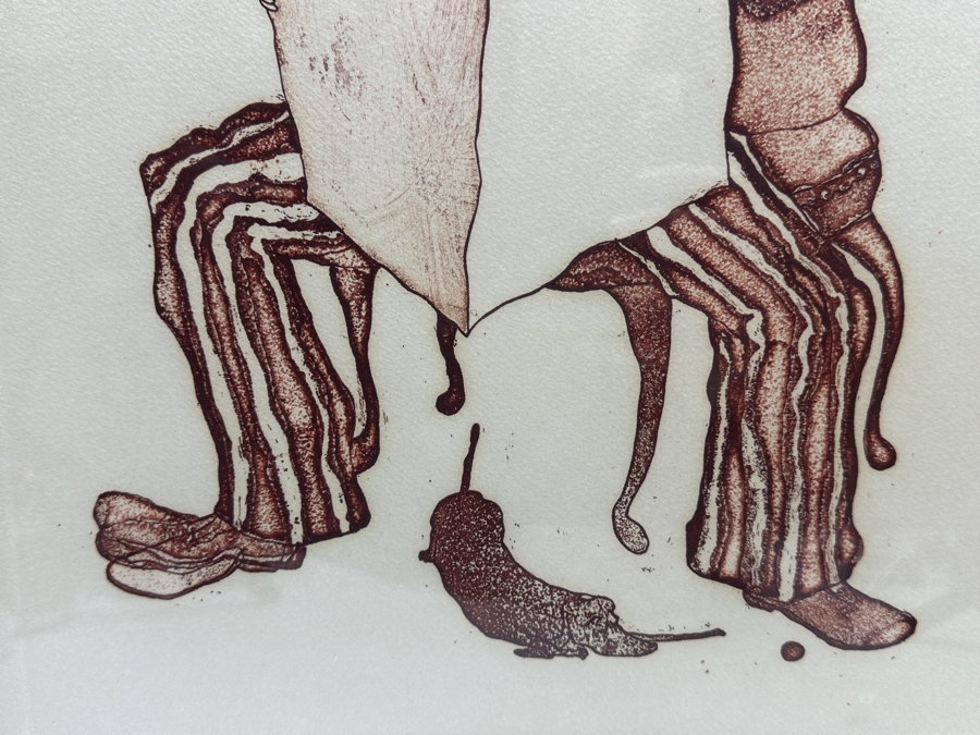 Robert Weil Limited Edition Lithograph On Paper Man Reading Newspaper With A Bird On His Head Pencil Signed Lower Right And Numbered 59 Of 125 12 X 17 Framed 19 X 24 [Photo 4]