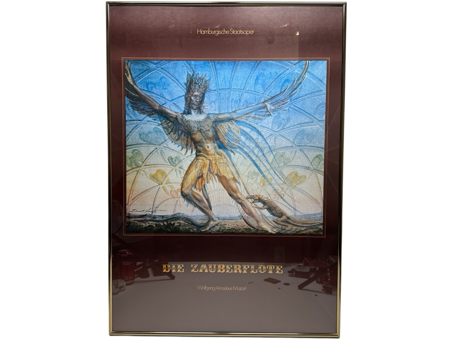 Framed German Opera Poster Die Zauberflute Wolfgang Amadeus Mozart Hamburgische Staatsoper (Hamburg State Opera) 23.5 X 33.5 [Photo 1]
