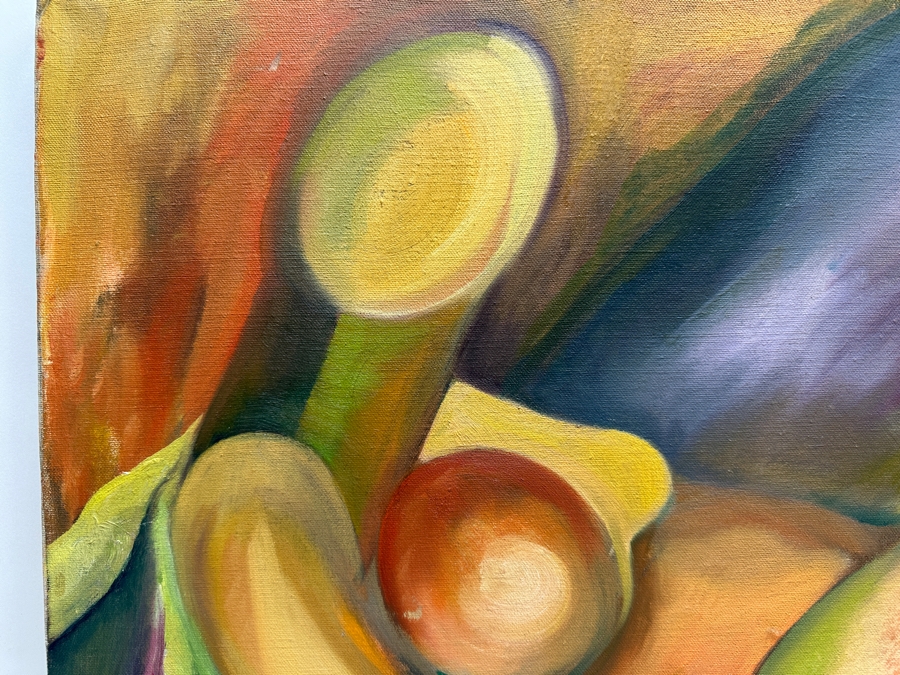 Original Mid-Century Abstract Nude Painting On Canvas Signed Helen Lower Right 24 X 18 [Photo 2]