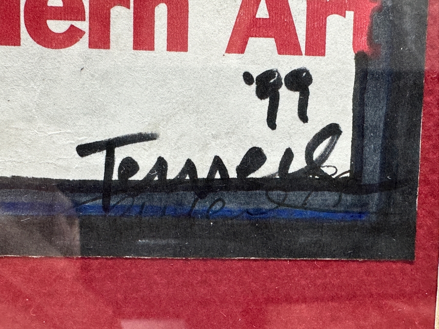 Gunter Temech Original Drawing On MOMA Bag Signed Lower Right And Verso 9.5 X 13 Framed Dated 1999 [Photo 8]