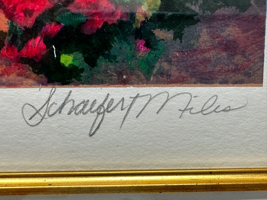 Schaefer / Miles Hand Signed Limited Edition Serigraph Titled 'Fragrant Bloom' Numbered AP 29/80 Hand Signed Lower Right 15 X 13 Framed 27.5 X 25 [Photo 5]