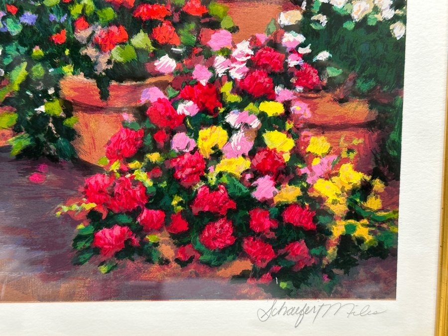 Schaefer / Miles Hand Signed Limited Edition Serigraph Titled 'Fragrant Bloom' Numbered AP 29/80 Hand Signed Lower Right 15 X 13 Framed 27.5 X 25 [Photo 3]