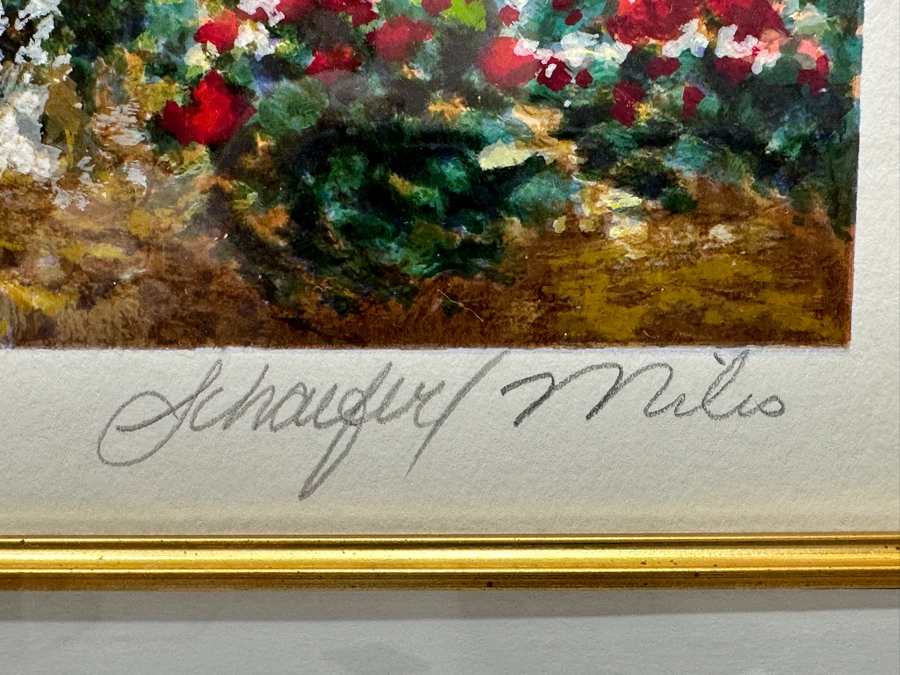 Schaefer / Miles Hand Signed Limited Edition Serigraph Titled 'Twilight Roses' Numbered 9/450 Hand Signed Lower Right 18.5 X 13 Framed 31 X 26 [Photo 5]