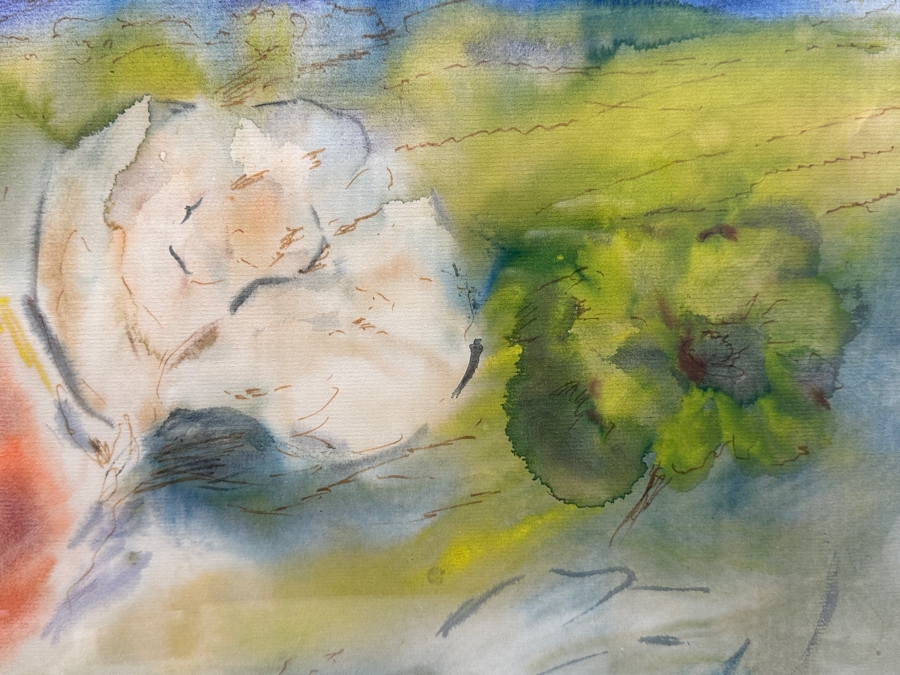 Original Watercolor Painting On Paper Signed Lower Left 25 X 19 Framed 33 X 27 [Photo 6]