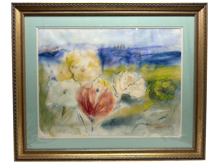 Original Watercolor Painting On Paper Signed Lower Left 25 X 19 Framed 33 X 27 [Photo 2]