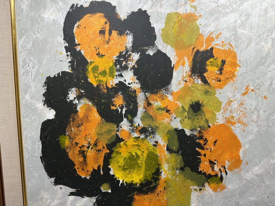 Just Added - Mid-Century Modern Van Amstel Gallery Embellished Serigraph On Canvas 24 X 36 Framed 28.5 X 41 [Photo 2]