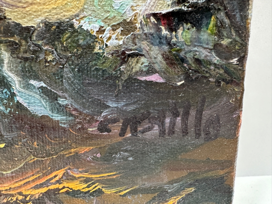 Original Oil Painting On Canvas Of A Seascape Breaking Waves Signed Lower Right Castillo 18 X 14 [Photo 5]