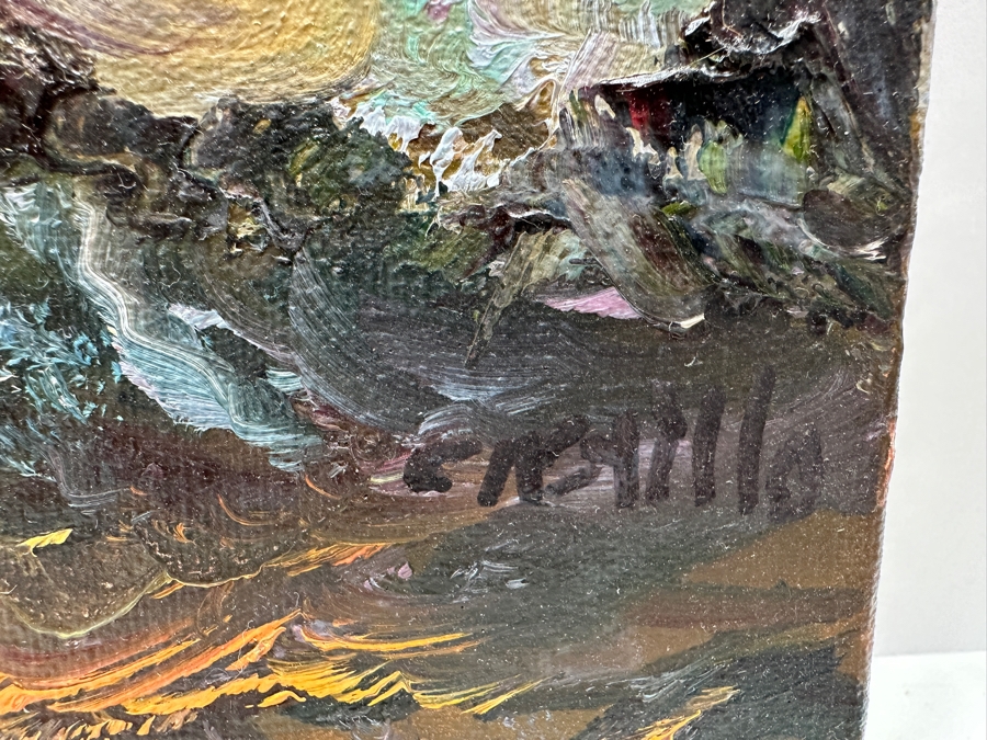 Original Oil Painting On Canvas Of A Seascape Breaking Waves Signed Lower Right Castillo 18 X 14 [Photo 4]