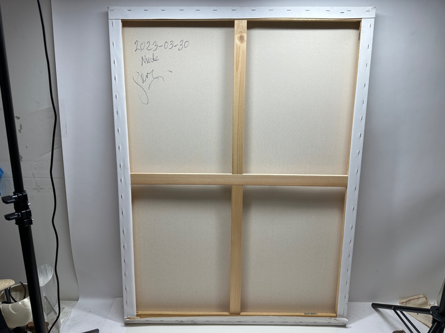 Gerrit Greve (1948-2024, Cardiff by the Sea, CA) Original Acrylic Painting On Canvas Abstract Nude Series Signed Bottom Left And Verso And Dated 03-30-2023 30 X 40 Estimate $1,200 - $1,500 [Photo 6]