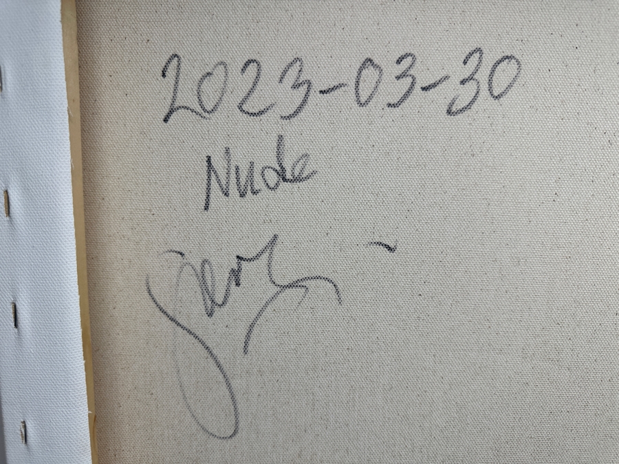 Gerrit Greve (1948-2024, Cardiff by the Sea, CA) Original Acrylic Painting On Canvas Abstract Nude Series Signed Bottom Left And Verso And Dated 03-30-2023 30 X 40 Estimate $1,200 - $1,500 [Photo 7]