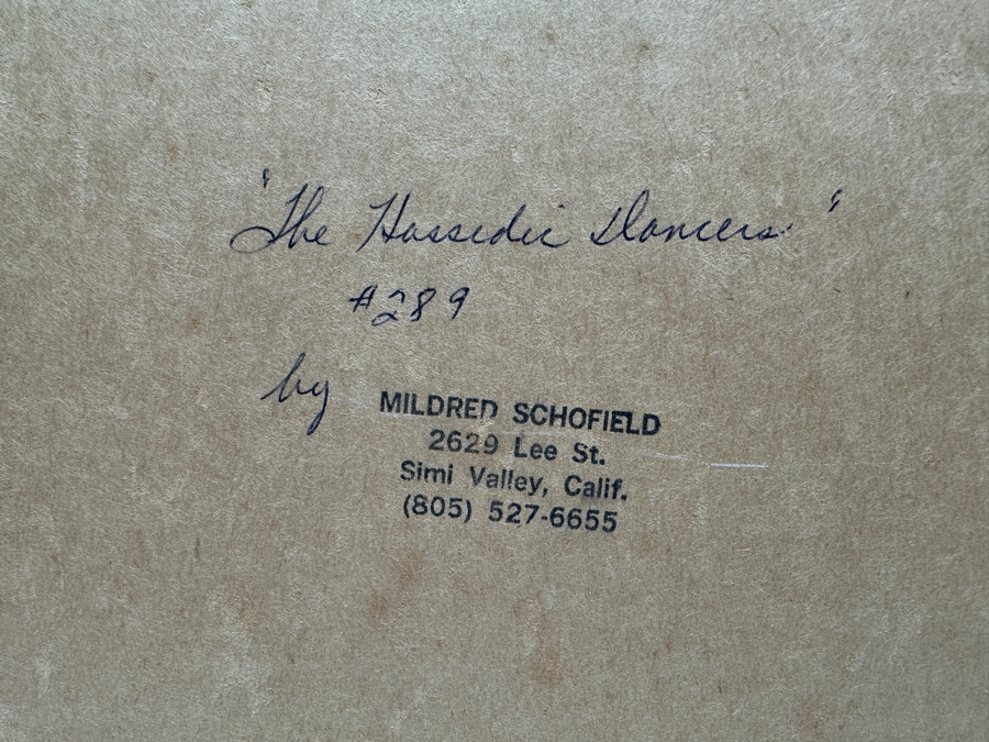 Mildred Schofield Original Pen & Ink Drawing Titled 'The Hasidic Dancers' 12 X 9 Framed 18 X 15 [Photo 9]